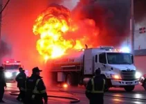 explosão de carreta na Via Dutra