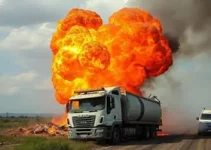 explosão de carreta na Via Dutra
