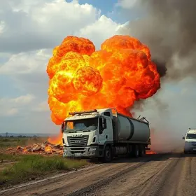 explosão de carreta na Via Dutra