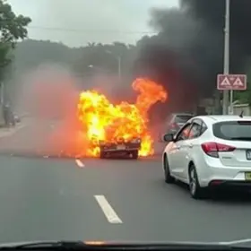 carro escapando da explosão