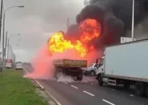 explosão de carreta na Via Dutra