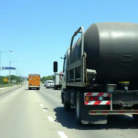 caminhão de piche tombando na Via Dutra